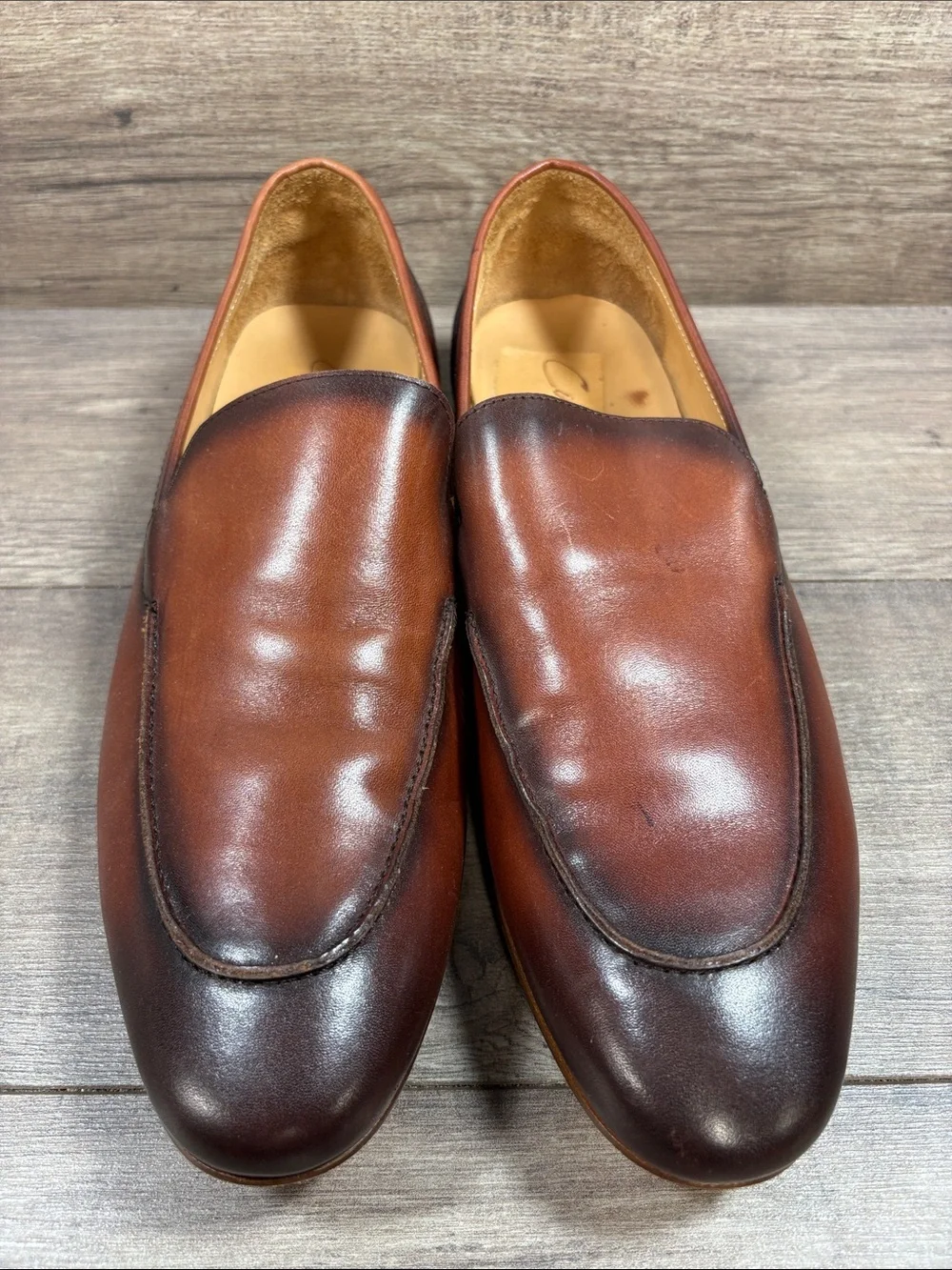Curatore Venetian Loafers Brown Burnished Leather Mens Size 10